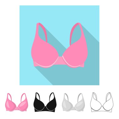 Kadın ve giyim simge vektör tasarımı. Kadın ayarla ve stok vektör çizim giymek.