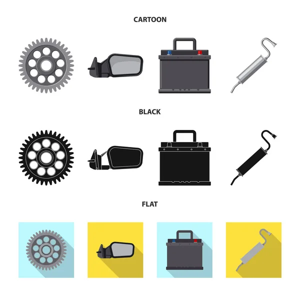 Ilustración vectorial de auto y logotipo de la pieza. Conjunto de auto y coche stock vector ilustración . — Vector de stock