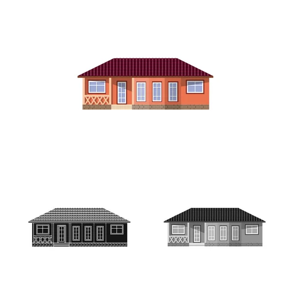 Objeto aislado de edificio e icono frontal. Colección de icono de construcción y vector de techo para stock . — Vector de stock