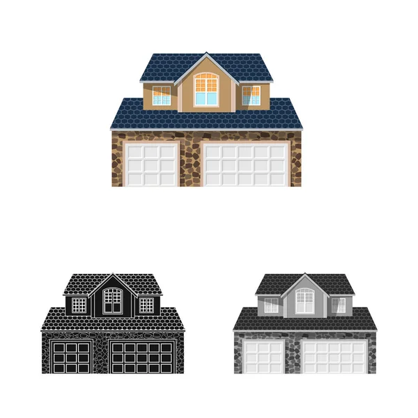 Ilustração vetorial do edifício e símbolo frontal. Coleção de edifício e ícone de vetor de telhado para estoque . — Vetor de Stock