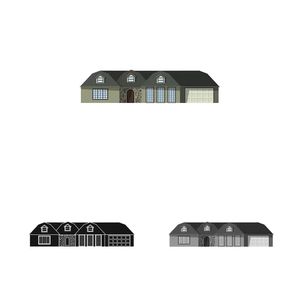 Ilustración vectorial de edificio y símbolo frontal. Conjunto de icono de construcción y vector de techo para stock . — Vector de stock