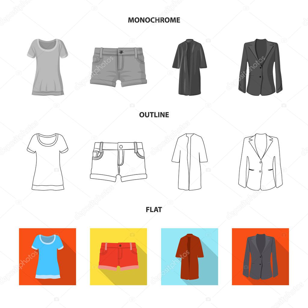 Isolated object of woman and clothing icon. Collection of woman and wear stock symbol for web.