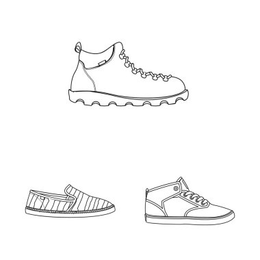 Ayakkabı ve ayakkabı simge vektör Illustration. Ayakkabı ayarla ve stok vektör çizim ayak.