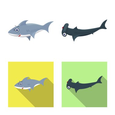 Deniz ve hayvan logo vektör Illustration. Deniz ve deniz vektör simgesini hissenin koleksiyonu.