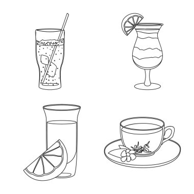 İçki ve bar simge vektör tasarımı. Web için içki ve parti hisse senedi simgesi kümesi.