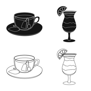 İçki ve bar simge vektör tasarımı. İçki ve parti hisse senedi vektör çizim seti.