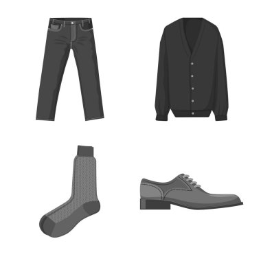 Adam ve giyim sembolü yalıtılmış nesne. Adam ayarla ve web için hisse senedi simgesi giymek.