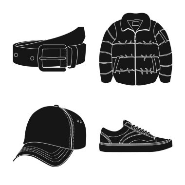 Adam ve giyim simge vektör Illustration. Adam ayarla ve web için hisse senedi simgesi giymek.