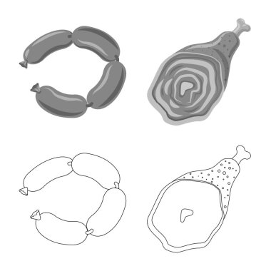 Eti ve jambon logo vektör Illustration. Et ve hisse senedi vektör çizim pişirme koleksiyonu.