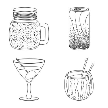 İçki ve bar logo vektör Illustration. Web için içki ve parti hisse senedi simgesi kümesi.