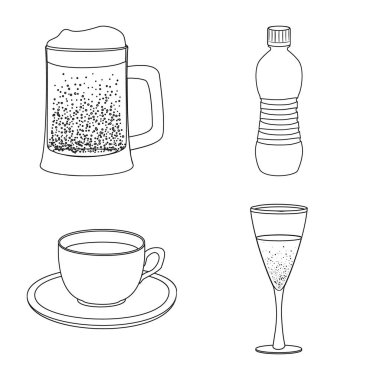 İçki ve bar logo vektör Illustration. İçki kümesi ve hisse senedi için parti vektör simgesi.