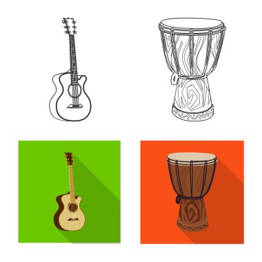 Müzik ve şarkı simge vektör tasarımı. Hisse senedi için müzik ve araç vektör simgesi topluluğu.