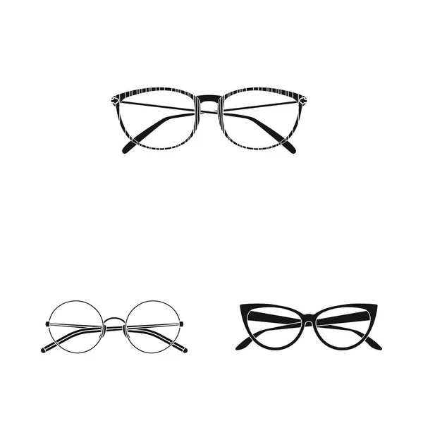 Conception vectorielle de lunettes et de panneaux de monture. Collection de lunettes et accessoire stock symbole pour web . — Image vectorielle