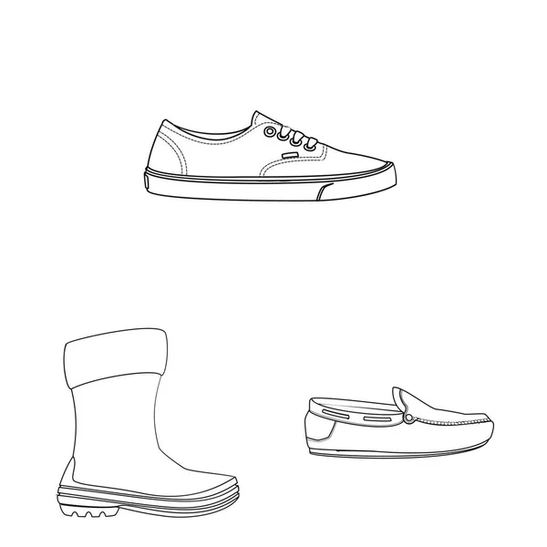 Oggetto isolato di scarpe e logo calzaturiero. Set di scarpe e piedi stock vettoriale illustrazione . — Vettoriale Stock