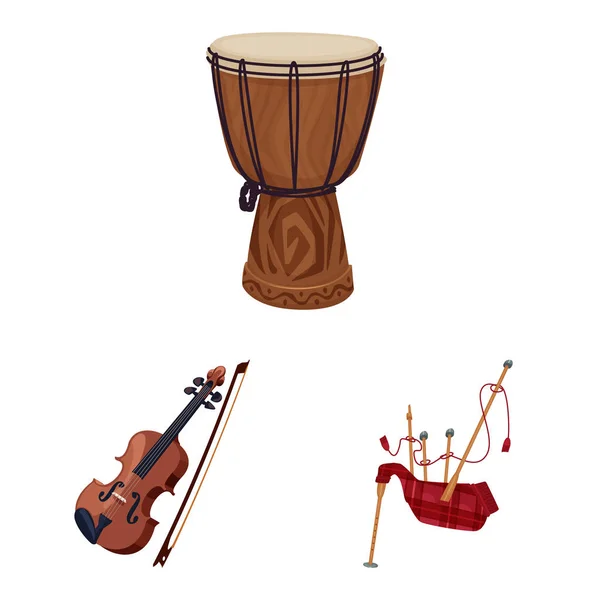 Ilustración vectorial de música y sintonía. Conjunto de música y icono de vector de herramienta para stock . — Vector de stock