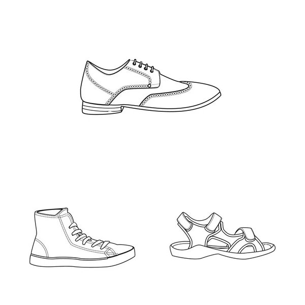 Vektorillustration von Schuhen und Schuhen. Kollektion von Schuh- und Fußstocksymbolen für das Web. — Stockvektor