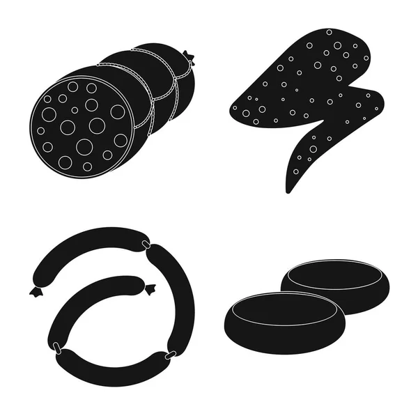 Vectorillustratie van vlees en ham logo. Set van vlees en koken vector pictogram voor voorraad. — Stockvector