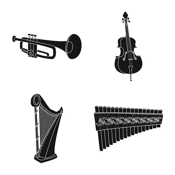 Ilustracja wektorowa ikony muzyki i melodię. Zbiór muzyki i narzędzia wektor ikona na magazynie. — Wektor stockowy