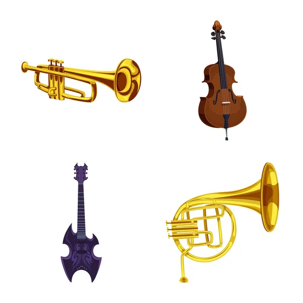 Ilustración vectorial de música e icono de melodía. Colección de música y herramienta de stock símbolo para la web . — Archivo Imágenes Vectoriales
