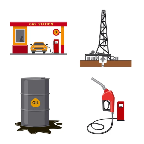 Isolé objet de pétrole et de gaz icône. Ensemble d'illustration vectorielle de stock d'huile et d'essence . — Image vectorielle