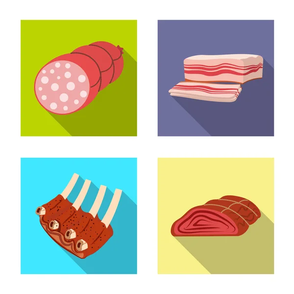 Isolated object of meat and ham logo. Collection of meat and cooking stock vector illustration. — Stock Vector