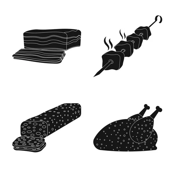 Ilustración vectorial del logotipo de carne y jamón. Conjunto de ilustración de vectores de carne y caldo de cocina . — Vector de stock