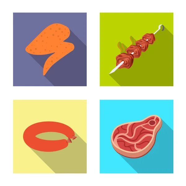 Ilustração vetorial do ícone de carne e presunto. Conjunto de símbolos de carne e caldo de cozinha para web . — Vetor de Stock