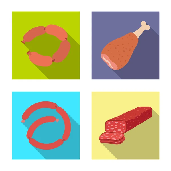 Vektorillustration des Fleisch- und Schinkenlogos. Set aus Fleisch und Kochutensilien für das Web. — Stockvektor