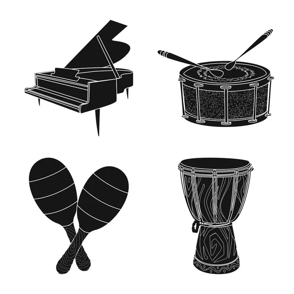 Geïsoleerde object van muziek en melodie pictogram. Set muziek en instrument aandelensymbool voor web. — Stockvector