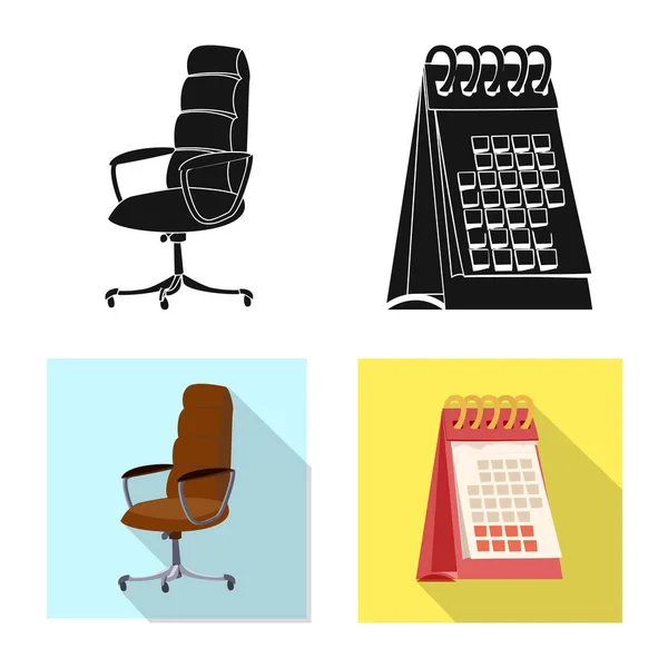 Diseño vectorial de muebles y logotipo de trabajo. Conjunto de muebles y vector de inicio icono para la acción . — Vector de stock