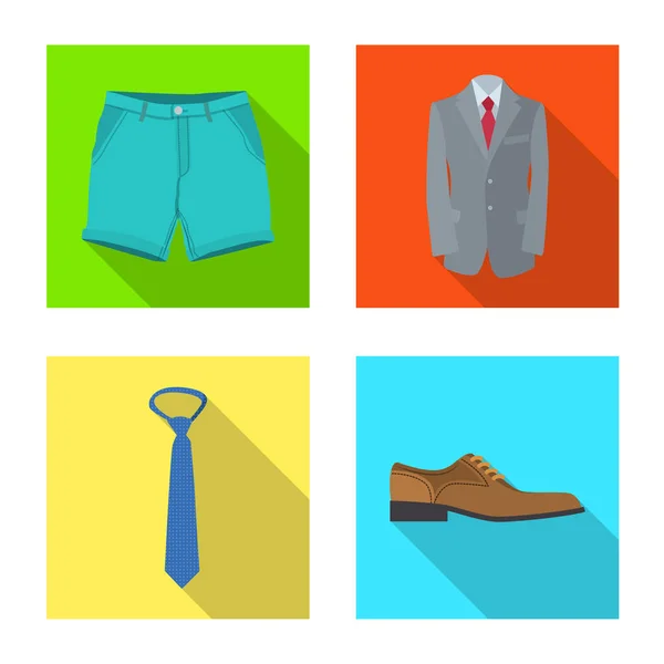 Ontwerp van de vector van mens en kleding pictogram. Collectie van mens en slijtage aandelensymbool voor web. — Stockvector