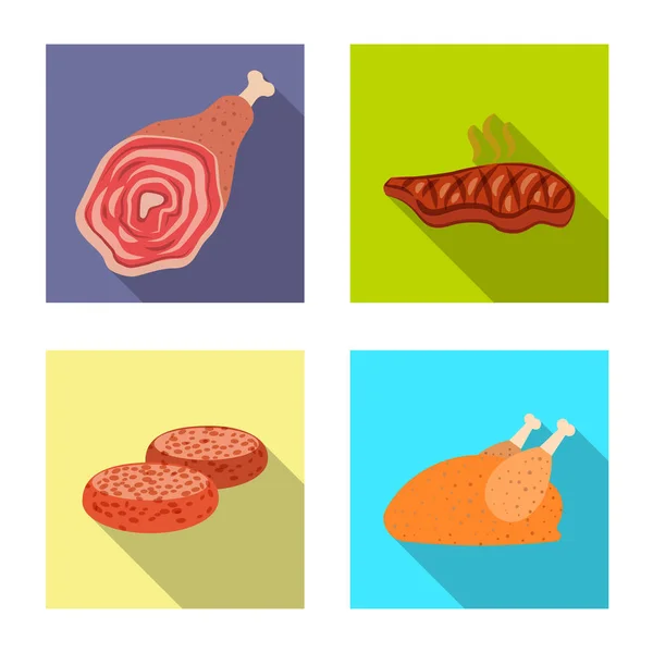 ベクトルの肉とハムのサインのイラスト。肉のストック料理のベクトルのアイコンを設定します。. — ストックベクタ