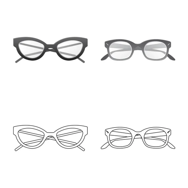 Vektorová design brýlí a rámečku symbolu. Sada brýle a příslušenství skladem vektorové ilustrace. — Stockový vektor