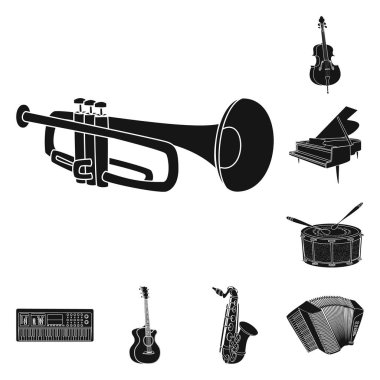 Müzik ve şarkı simge vektör Illustration. Hisse senedi için müzik ve araç vektör simge kümesi.