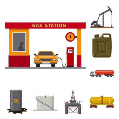 Petrol ve gaz simgesi yalıtılmış nesne. Web için petrol ve benzin hisse senedi simgesi kümesi.