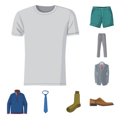 Adam ve giyim sembolü yalıtılmış nesne. Adam ve aşınma vektör simgesini hissenin topluluğu.