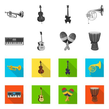 Müzik ve melodi logo yalıtılmış nesne. Web için müzik ve aracı hisse senedi simgesi kümesi.
