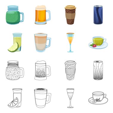 İçki ve bar simge vektör Illustration. İçki ve parti hisse senedi vektör çizim seti.