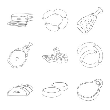 Et ve jambon simge vektör tasarımı. Et ve hisse senedi için pişirme vektör simgesi ayarla.