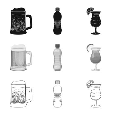 İçki ve bar logo vektör tasarımı. İçki ve parti hisse senedi vektör çizim seti.