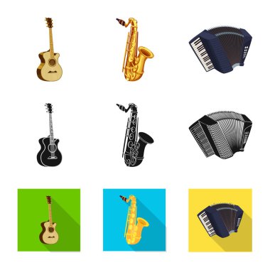 Müzik ve şarkı simge vektör Illustration. Müzik ve aracı hisse senedi vektör çizim seti.