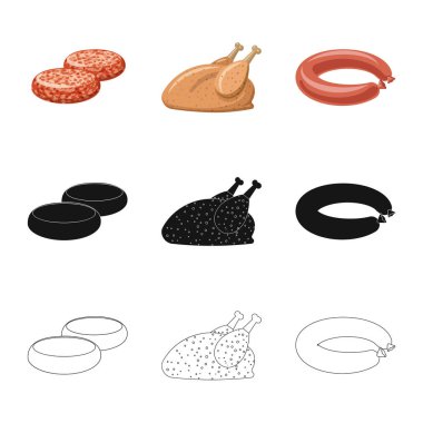 Et ve jambon simge vektör tasarımı. Et ve hisse senedi için pişirme vektör ikon koleksiyonu.