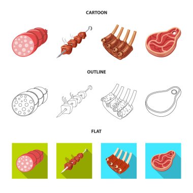Eti ve jambon simgesi yalıtılmış nesne. Et ve hisse senedi vektör çizim pişirme.