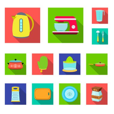 Mutfak ve yemek logosu yalıtılmış nesne. Web için mutfak ve cihaz hisse senedi simgesi kümesi.