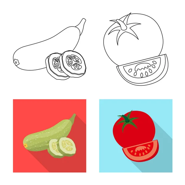 Vektorillustration von Gemüse und Obst Symbol. Set von pflanzlichen und vegetarischen Aktiensymbolen für das Web. — Stockvektor