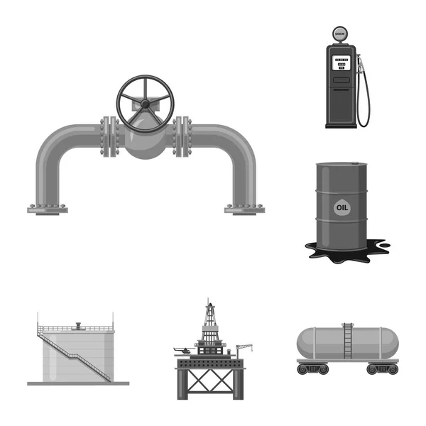 Isolerade Objekt Olja Och Gas Symbol Uppsättning Olja Och Bensin — Stock vektor