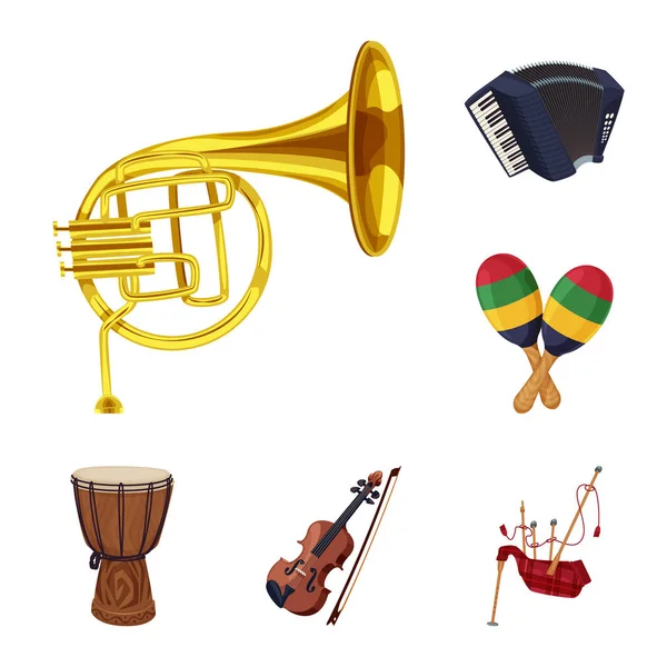 Vector illustration of music and tune icon. Collection of music and tool stock symbol for web. — Stock Vector