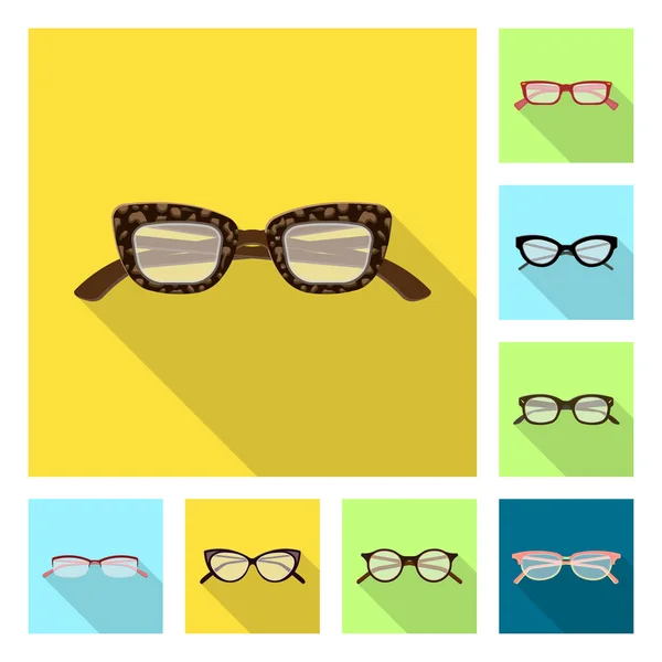 Objeto aislado de gafas y logotipo del marco. Colección de gafas y símbolo de stock accesorio para web . — Vector de stock