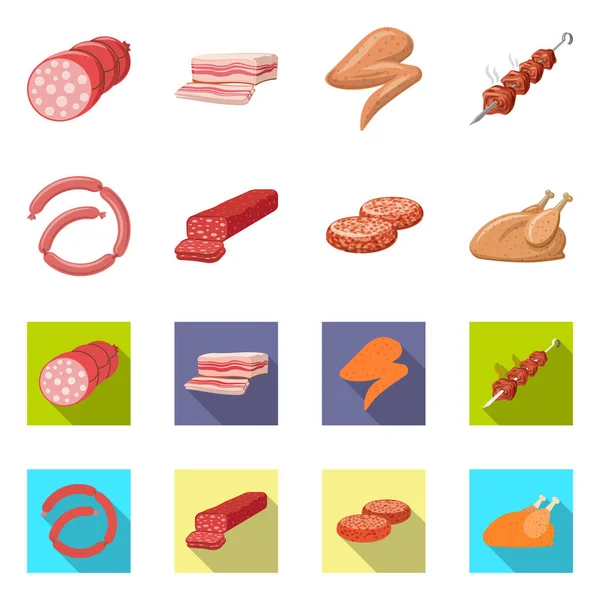 Vektorillustration des Symbols für Fleisch und Schinken. Set von Fleisch und Kochfond Vektor Illustration. — Stockvektor