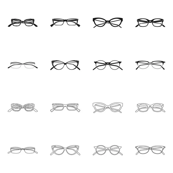 Objet isolé de lunettes et symbole de monture. Collection de lunettes et accessoire stock symbole pour web . — Image vectorielle